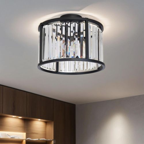 Kristall Deckenleuchte rund Ø 40 cm H: 32 cm für 3x E27 dekorativ Deckenlampe Wohnzimmer Küche Flur Beleuchtung