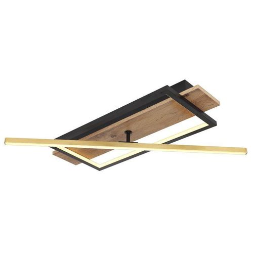 LED Deckenleuchte, Holzoptik, Messing, Dreh-Schwenkbar, 3 Stufen