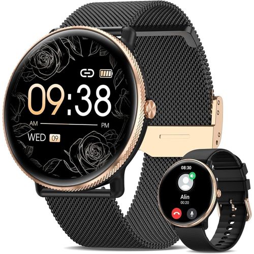 JUNG DekeFit Smartwatch Damen Fitnessuhr, mit Bluetooth Frauen Smartwatch (3,53 cm/1,39 Zoll) Telefon Funktion, 100+ Trainingsmodi, mit Android / iOS