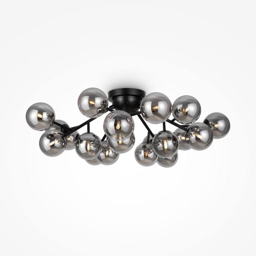 Deckenlampe Metall Rauchglas G9 75 cm breit Schwarz Rauchgrau 20-flammig Kugel Schirm Modern