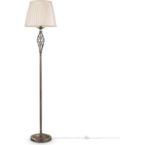 Stehleuchte Stoff Metall E14 165 cm in Messing antik Beige rund Klassisch Stehlampe