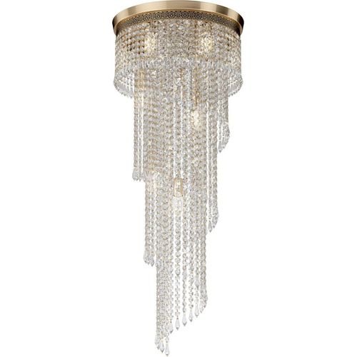 Deckenleuchte Metall rund Ø 42 cm in Gold E14 12-flammig Klassisch Kristall Deckenlampe