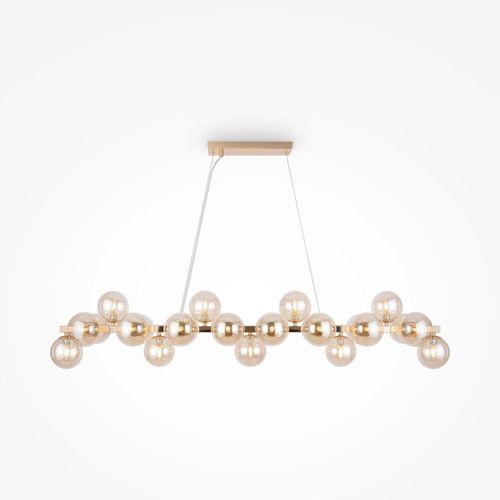 Pendelleuchte Metall Rauchglas G9 H: max. 133,9 cm in Gold Bernstein 25-flammig Kugel Schirm Modern