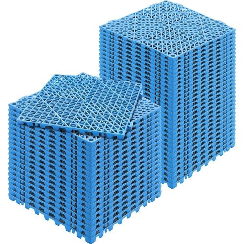 Ineinandergreifende Fliesen 50 Stk. - Bodenfliesen Drainage - Bodenfliesen 30 x 30 cm - Außenbereich Quadratische Bodenfliesen - Terrasse PVC Bodenfliesen - Badezimmer, Pool, Toilette - Blau