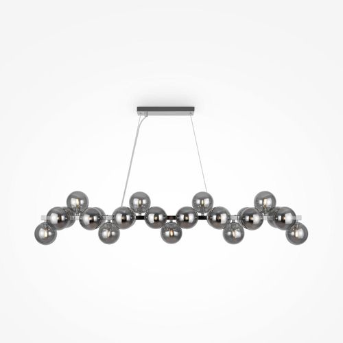 Pendelleuchte Metall Rauchglas H: max. 133,9 cm Chrom Rauchgrau G9 25-flammig Kugel Schirm Modern Hängelampe