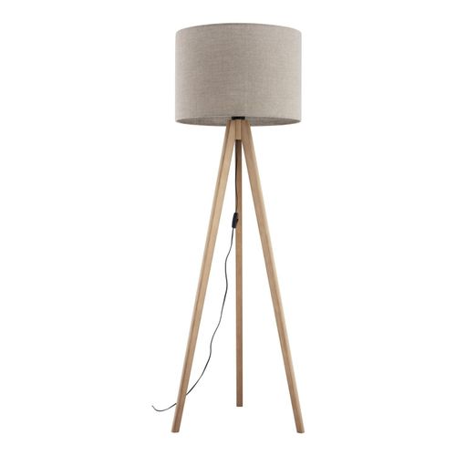 Stehleuchte Metall Stoff E27 145 cm Dreibein Kiefer Beige Skandinavisch