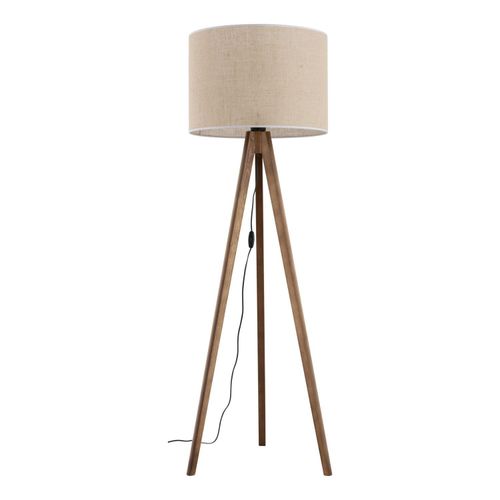 Stehleuchte Metall Stoff E27 145 cm hoch Dreibein Nussbraun Braun Skandinavisch
