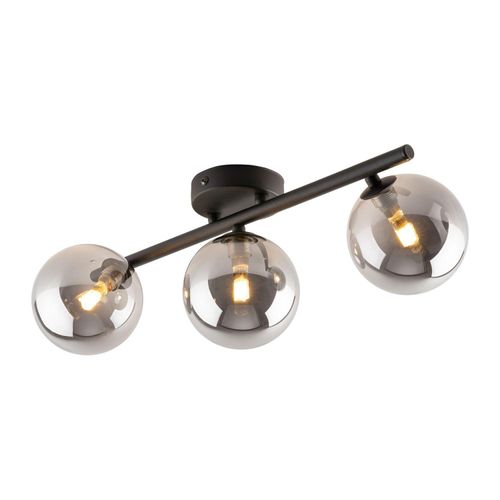 Deckenlampe Rauchglas Metall G9 Schwarz Graphit 3-flammig länglich Modern