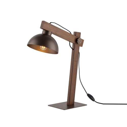 Schreibtischlampe Metall E27 52 cm hoch Walnuss Braun Tischlampe