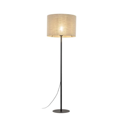 Stehleuchte Stoff Metall E27 165 cm hoch Schwarz Beige rund Modern Stehlampe