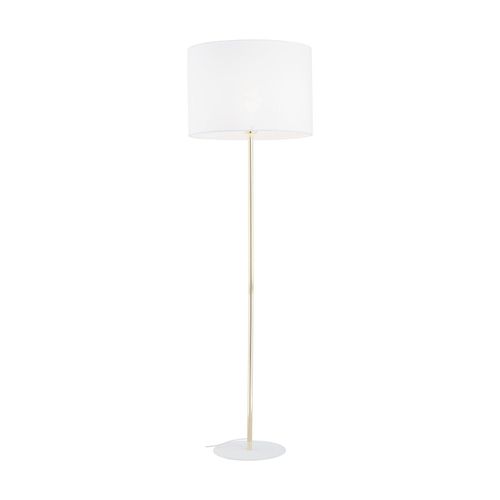 Stehleuchte Metall Stoff 160 cm in Gold Weiß E27 rund Modern