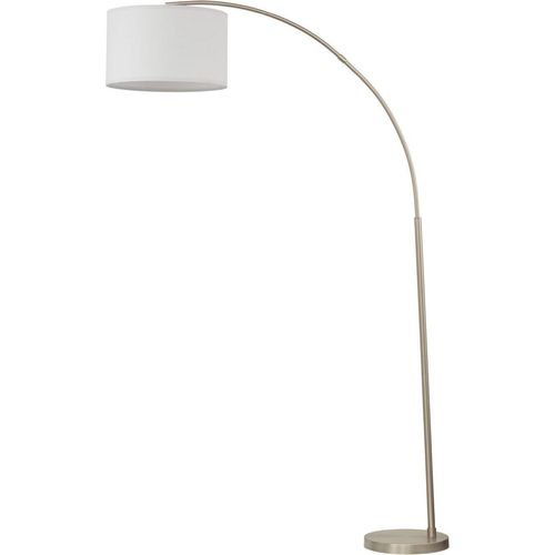 Bogenleuchte Metall Stoff verstellbar 200 cm Chrom Weiß E27 Modern Bogenlampe