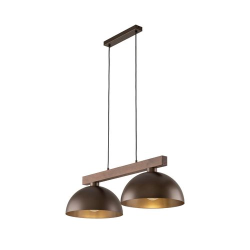 Pendelleuchte Metall H: max. 120 cm Walnuss Braun E27 2-flammig länglich