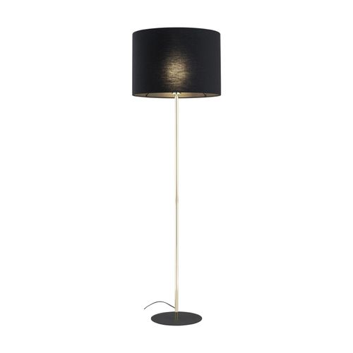 Stehleuchte Metall Stoff 160 cm hoch in Gold Schwarz E27 rund Modern Stehlampe
