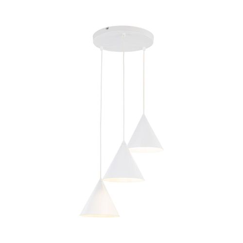 Hängelampe Metall E27 B: 42 cm H: max. 140 cm Weiß 3-flammig Retro Pendelleuchte