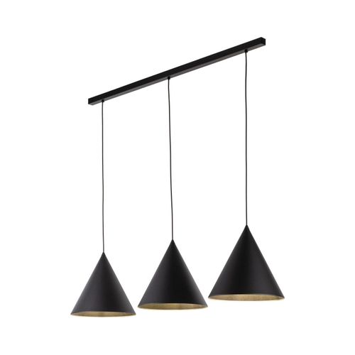 Hängelampe Metall E27 H: max. 160 cm Schwarz 3-flammig länglich Retro Pendelleuchte