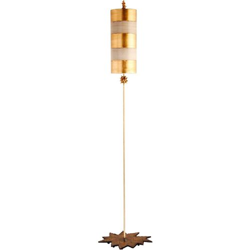 Stehleuchte Metall Stoff E27 195,9 cm hoch in Gold Taupe rund Modern
