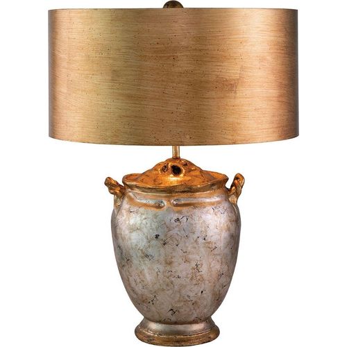 Tischleuchte Metall 61 cm in Silber Antik Gold rund Klassisch Nachttischleuchte