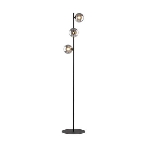 Stehleuchte Metall Rauchglas 151 cm hoch Schwarz Graphit G9 3-flammig Modern