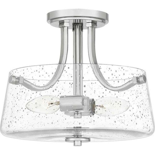 Deckenlampe Metall Glas D: 31,3 cm rund Nickel poliert 2-flammig Jugendstil Deckenleuchte