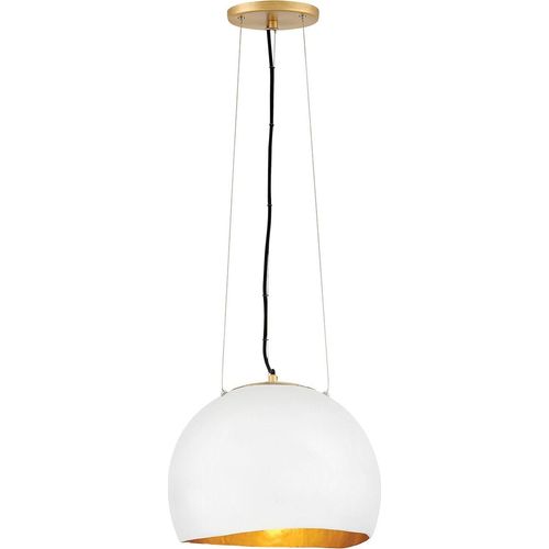 Hängeleuchte Metall Ø 35,6 cm rund H: max. 297,2 cm in Schwarz Weiß Gold E27 Kugelschirm Modern