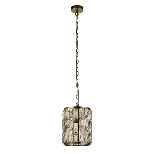 Hängeleuchte Metall Rauchglas E27 D: 22 cm rund H: max. 150 cm in Messing Antik Champagner Art Déco