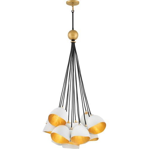 Hängeleuchte Metall E14 65,1 cm breit H: max. 185,3 cm in Schwarz Weiß Gold Kugelschirm Modern Hängelampe