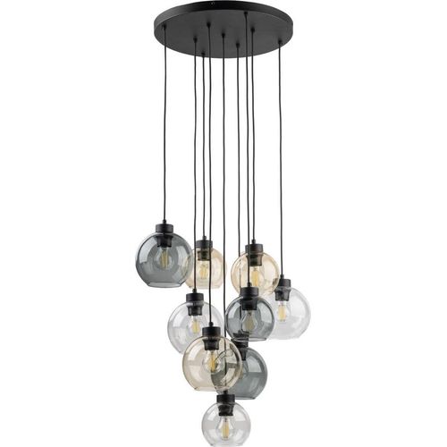 Hängelampe Metall Rauchglas E27 B: 58 cm H: max. 140 cm Schwarz Bernstein Graphit Kugel Schirm Modern