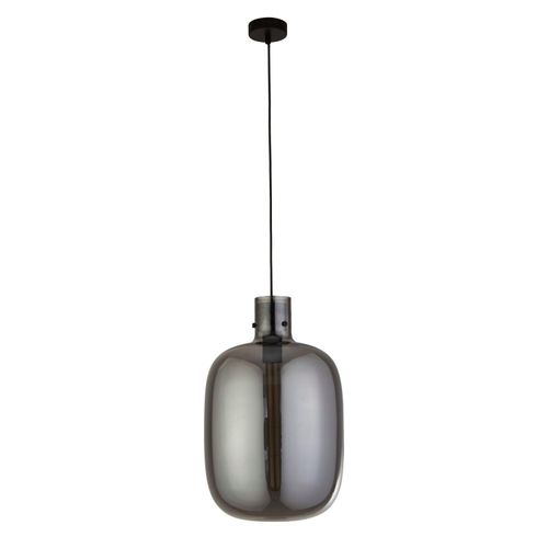 Pendelleuchte Metall Rauchglas rund Ø 30 cm H: max. 120 cm Schwarz Rauchgrau E27 Retro Hängelampe