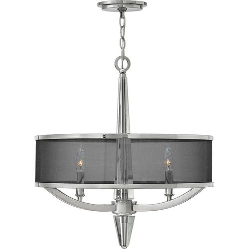 Hängeleuchte Metall Stoff E14 Ø 53,9 cm rund H: max. 374,9 cm Nickel poliert Schwarz 3-flammig Modern