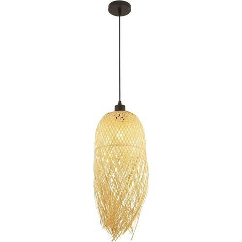 Hängeleuchte Holz D: 20 cm H: max. 180 cm Schwarz Natur E27 rund Modern Hängelampe