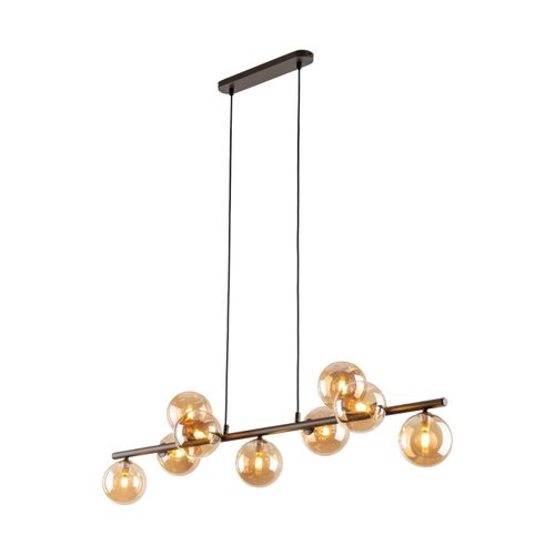 Pendelleuchte Metall Rauchglas H: max. 138 cm Braun Bernstein G9 länglich Modern