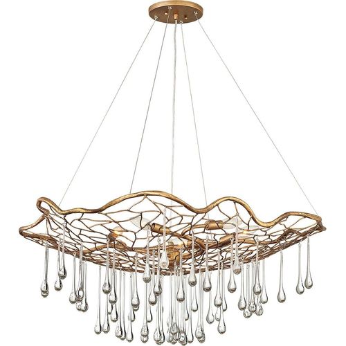Hängeleuchte Metall 91,4 cm breit H: max. 336,6 cm in Gold E14 rund Modern