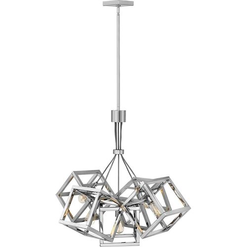 Hängeleuchte Metall E27 77,8 cm breit H: max. 173,3 cm Nickel poliert Modern Käfig Schirm Hängelampe