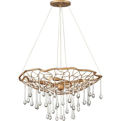 Hängeleuchte Metall 66 cm breit H: max. 335,3 cm in Gold E14 4-flammig rund Modern