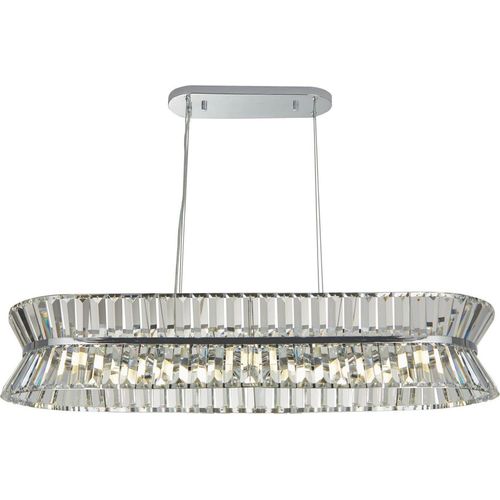 Hängelampe Metall G9 H: max. 150 cm Kristall Chrom länglich Art Déco Hängeleuchte