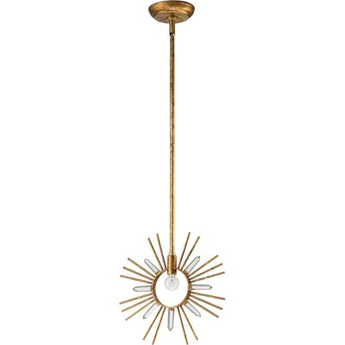 Pendelleuchte Metall B: 30,5 cm H: max. 127 cm in Schwarz Gold E27 Modern Kristall Hängelampe