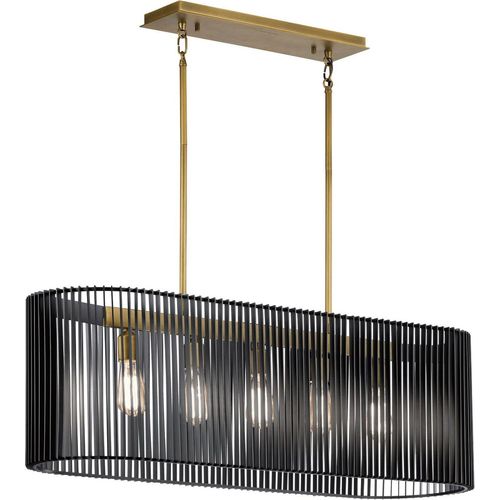 Hängelampe Metall H: max. 136,5 cm in Messing Schwarz E27 länglich Modern