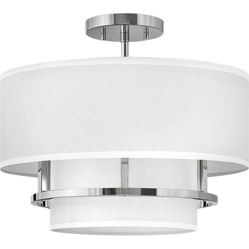 Deckenleuchte Metall Stoff Ø 40,6 cm Nickel poliert Weiß E14 3-flammig rund Modern