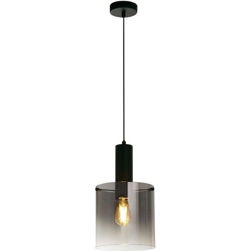 Hängelampe Metall Rauchglas E27 rund D: 22 cm H: max. 120 cm Schwarz Rauchgrau Retro
