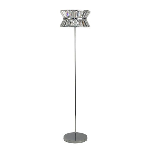 Stehleuchte Metall 150 cm Chrom G9 3-flammig rund Art Déco Kristall