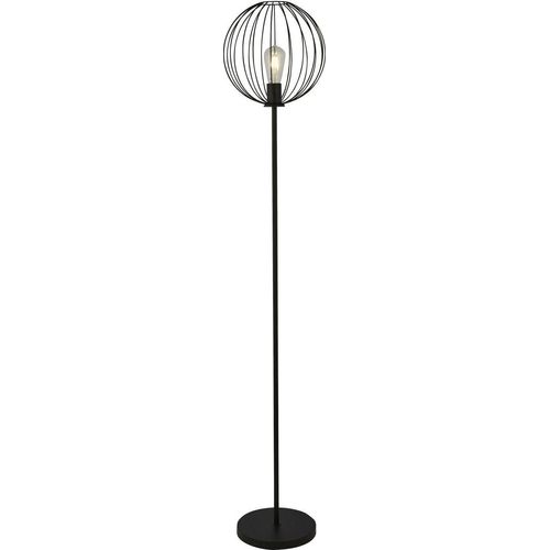 Stehlampe Metall 161 cm Schwarz E27 rund Kugel Schirm Retro Drahtschirm