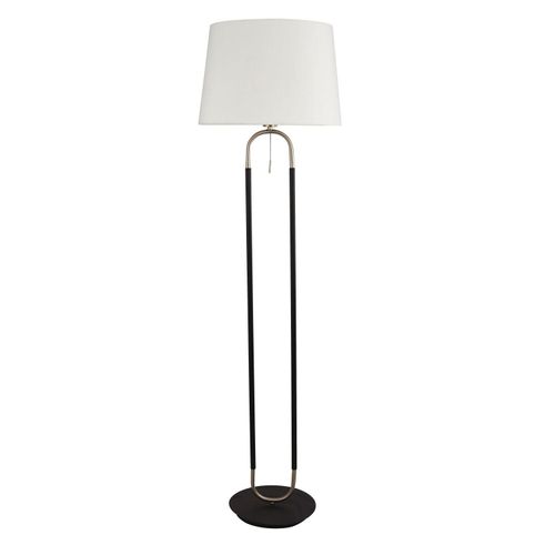 Stehlampe Metall Stoff 161 cm hoch in Weiß Silber matt E27 rund Modern Stehleuchte