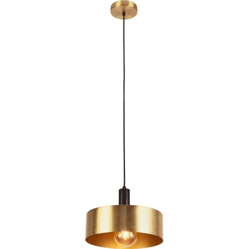 Pendelleuchte Metall E27 rund D: 30 cm H: max. 140 cm in Schwarz Gold Modern