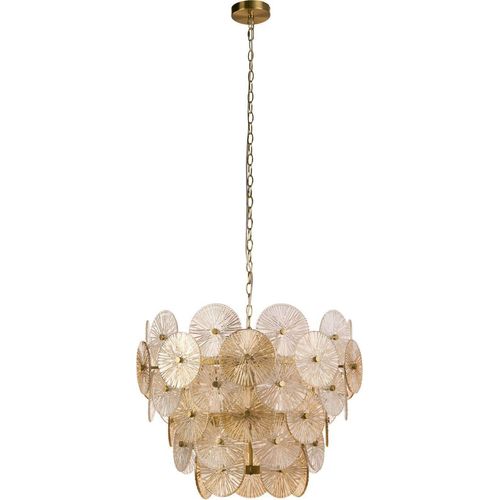 Hängelampe Metall Rauchglas G9 rund D: 64 cm H: max. 150 cm in Bronze Bernstein Modern Hängeleuchte