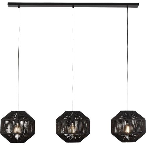 Hängelampe Metall E27 H: max. 140 cm Schwarz 3-flammig länglich Modern