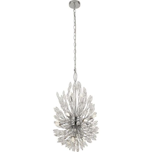 Hängeleuchte Metall G9 37 cm breit H: max. 200 cm Chrom Klassisch Kristall Hängelampe
