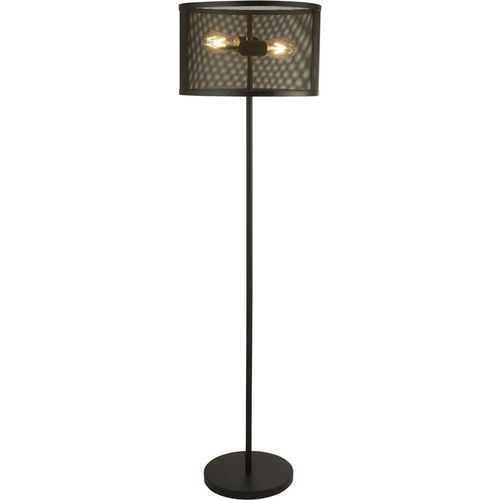 Stehleuchte Metall E27 145 cm hoch Schwarz 2-flammig rund Retro Design Stehlampe