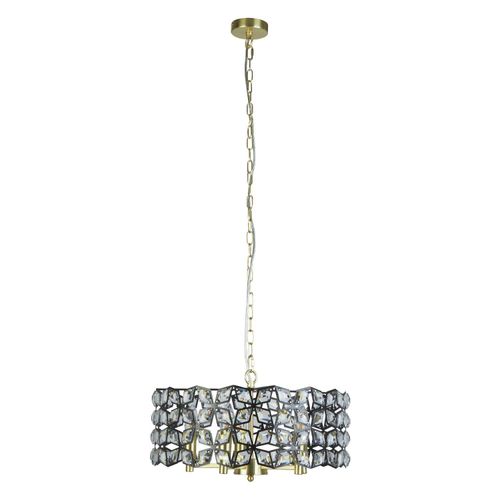 Pendelleuchte Metall D: 48 cm H: max. 150 cm in Messing Schwarz E14 rund Modern Kristall Hängeleuchte