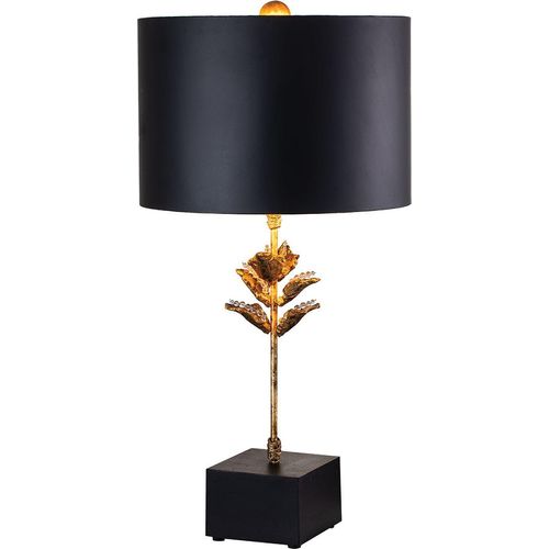 Tischleuchte Metall 75,7 cm hoch in Gold Antik Schwarz Modern Nachttischlampe